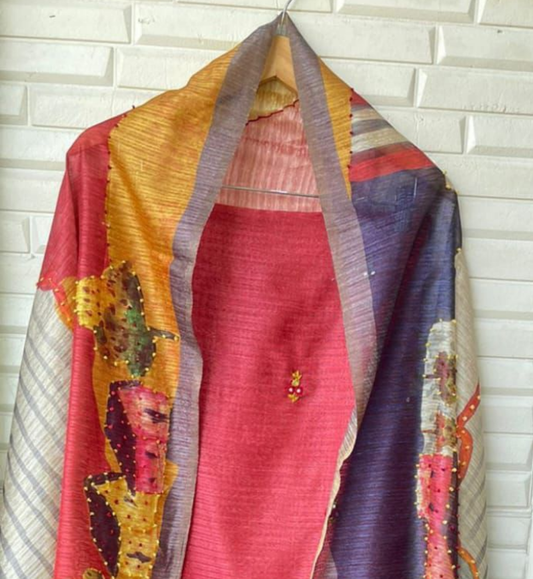 Pure Tassar Silk Unstitched Ladies suit Rc 15468