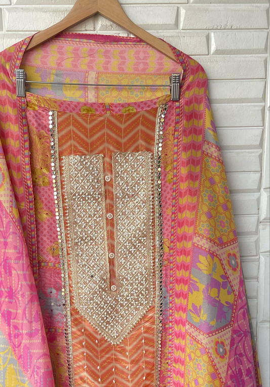 Shimmer Silk Unstitched Ladies Suit Rc16734