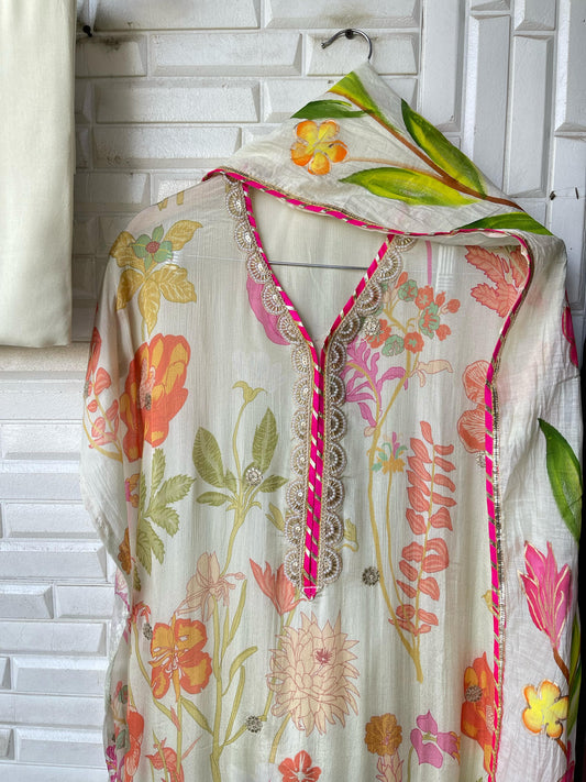 Shimmer Chinnon Unstitched Ladies Suit Rc16759