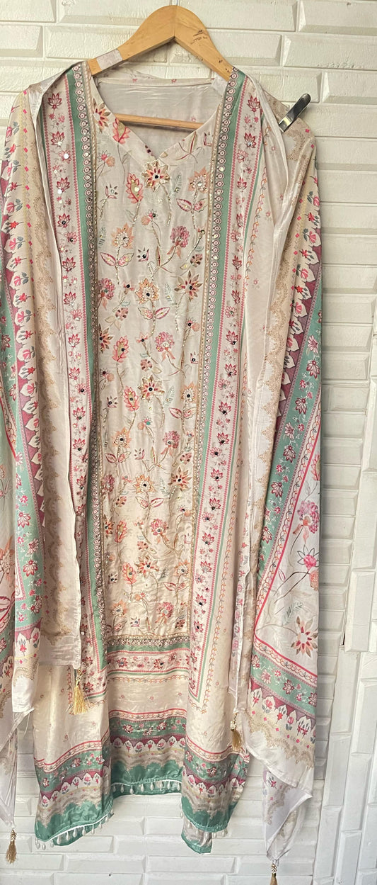 Muslin Silk Unstitched Ladies Suit Rc16712