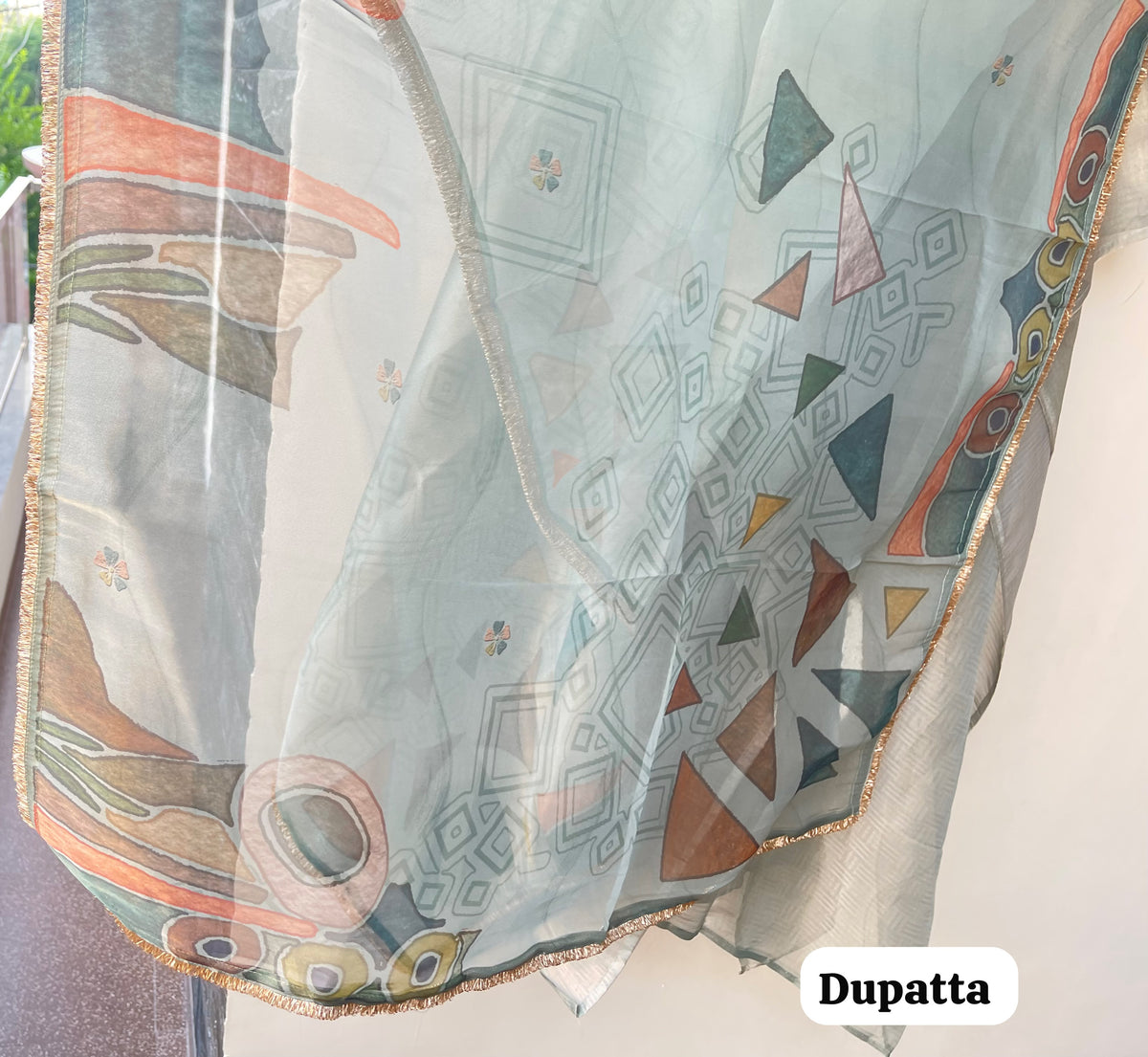 Pure Self Glass Organza Designer Unstitched Suit with Sequence Resham Embroidery & Coin Tassels
