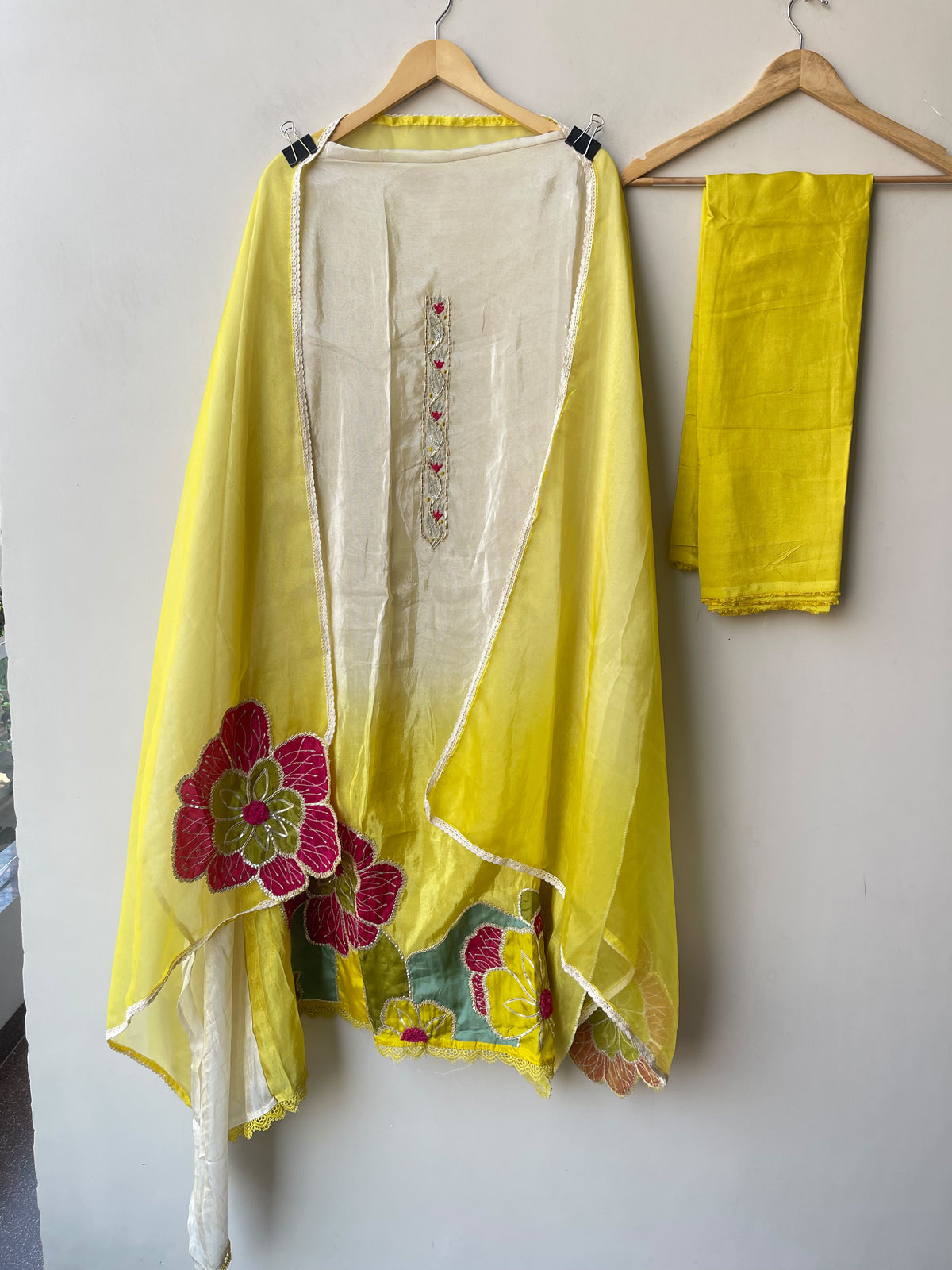 Shimmer Organza Tuile Shaded Resham & Zari Embroidered Unstitched Suit Set with Dupatta