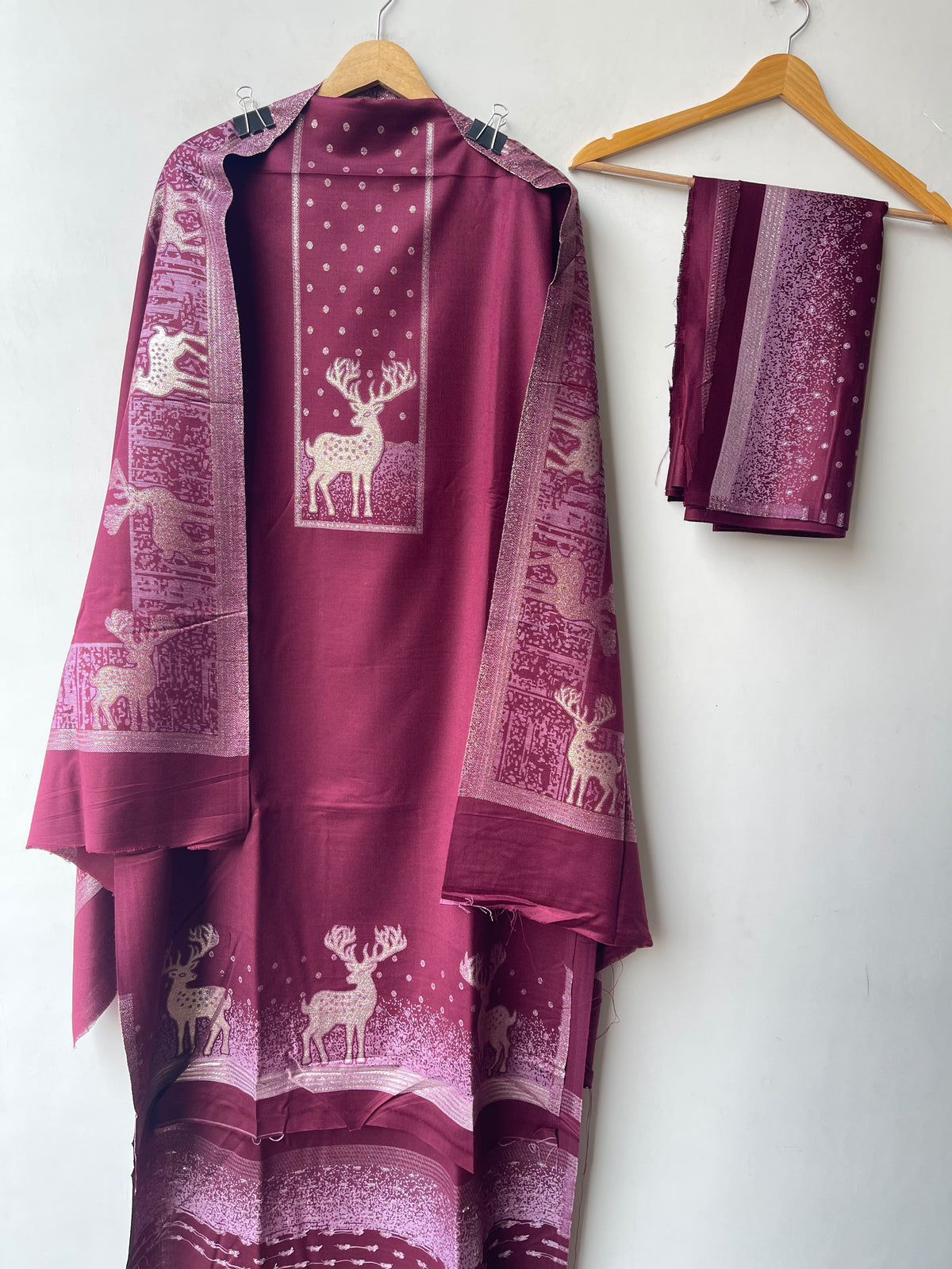 Winter Pashmina Woolen Zari Resham Weaving Printed Unstitched Suit Set