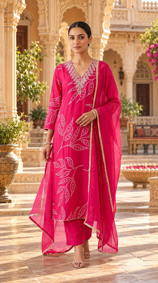 Muslin baandni printed unstitched ladies suit