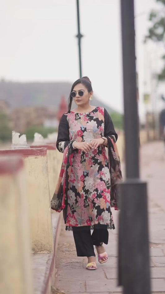 Organza Printed Unstitched Suit Rc16728