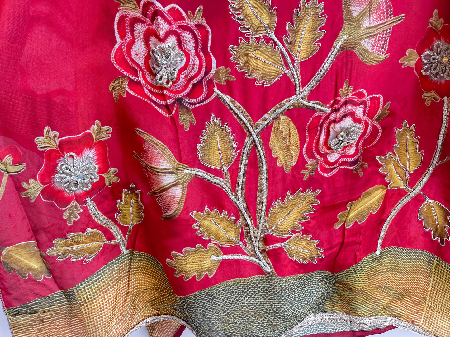 Satin crape unstitched ladies suit Rc17918