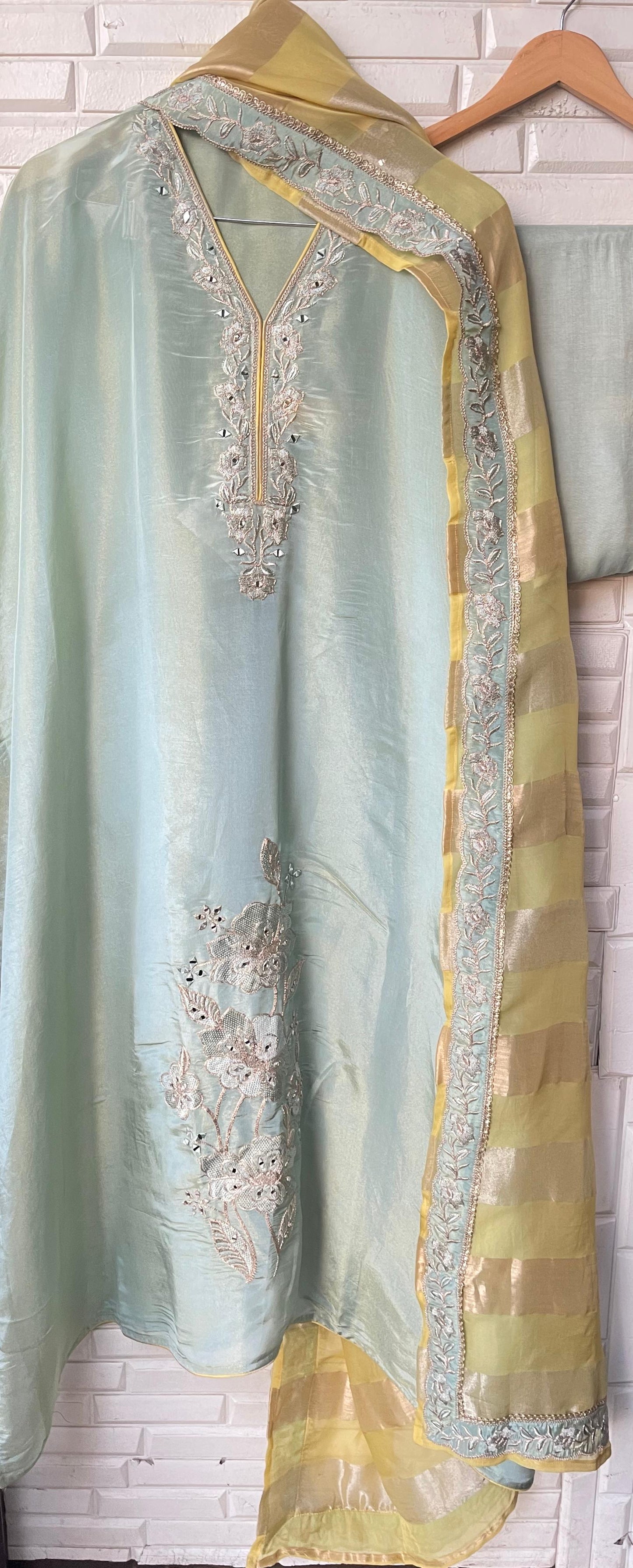 Shimmer silk unstitched ladies suit Rc17828