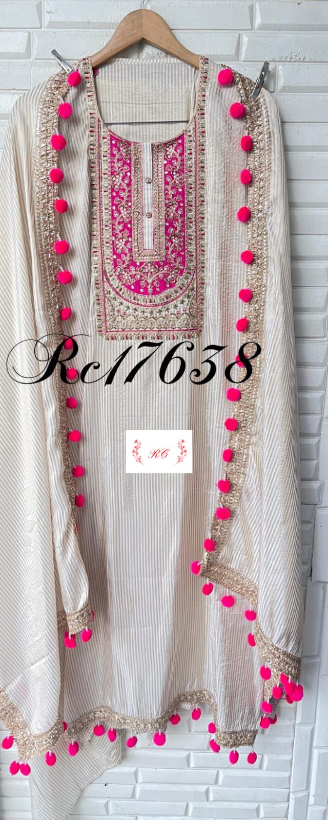 Banarasi shimmer silk unstitched ladies suit Rc17638