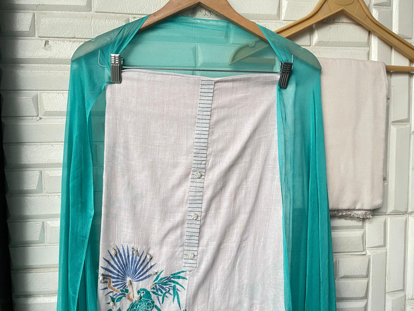 Cotton linen unstitched ladies suit Rc17421