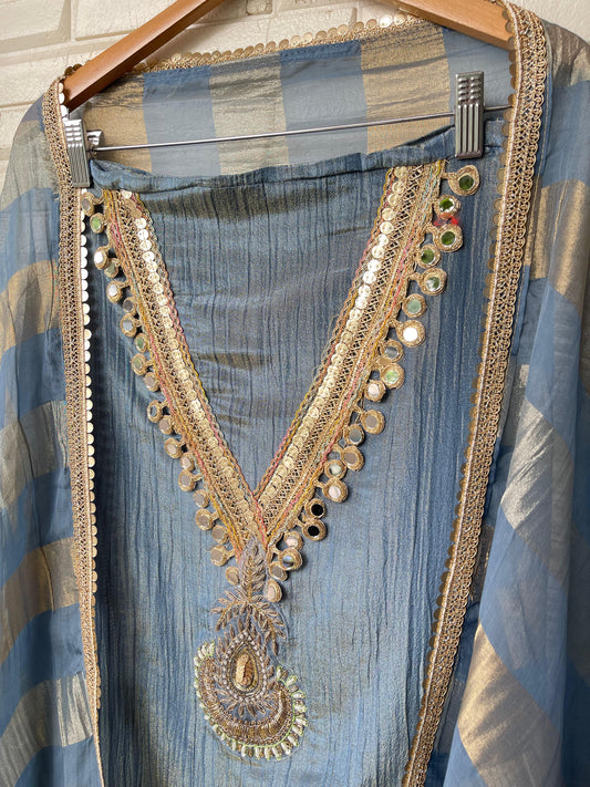 Crushed tissue unstitched ladies suit Rc17604 (b)