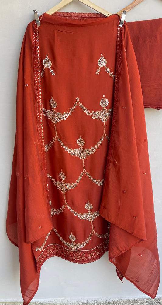 Soft organza unstitched ladies suit Rc17886 (b)