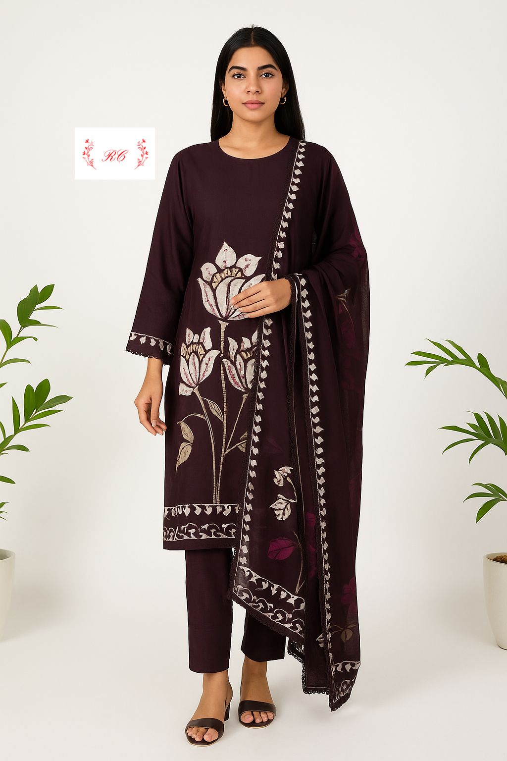 Organza crepe unstitched ladies suit Rc17525