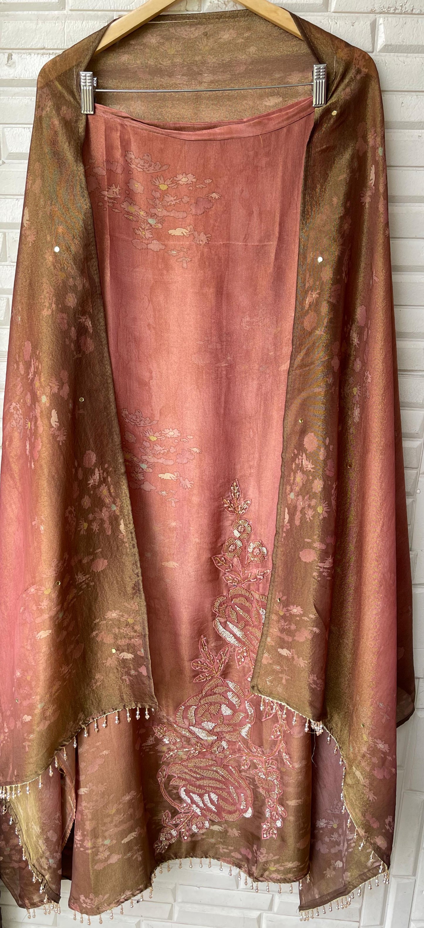 Self shimmer silk unstitched ladies suit Rc17762