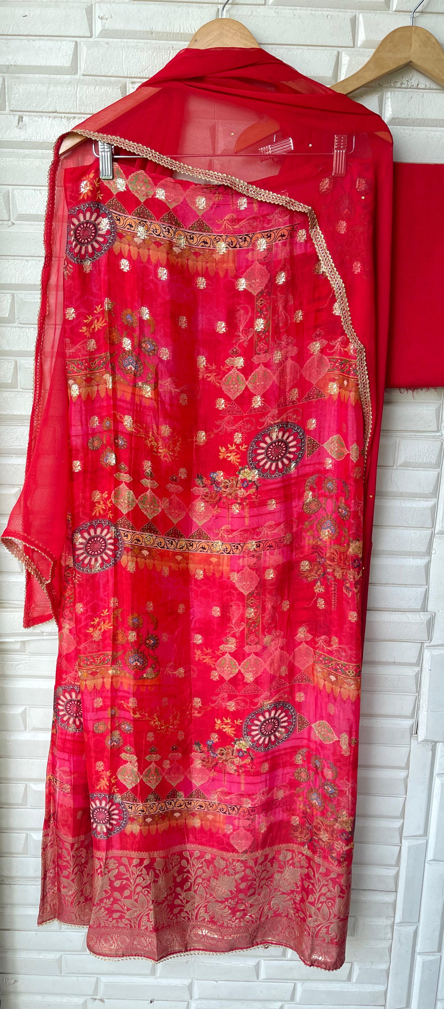 Banarasi silk unstitched ladies suit Rc17719