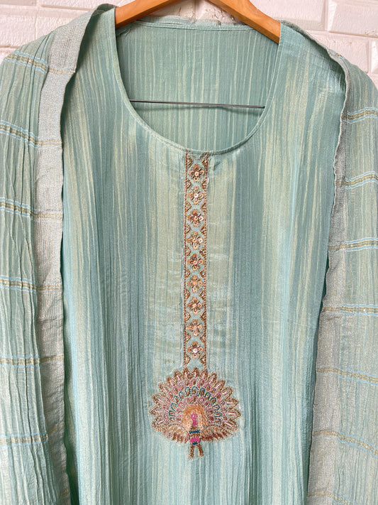 Crushed tissue unstitched ladies suit Rc17601