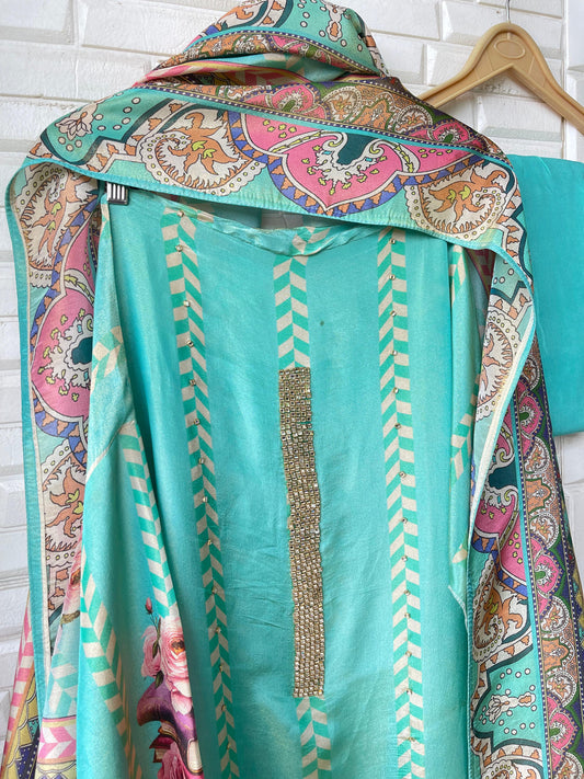 Shimmer silk unstitched ladies suit Rc17665