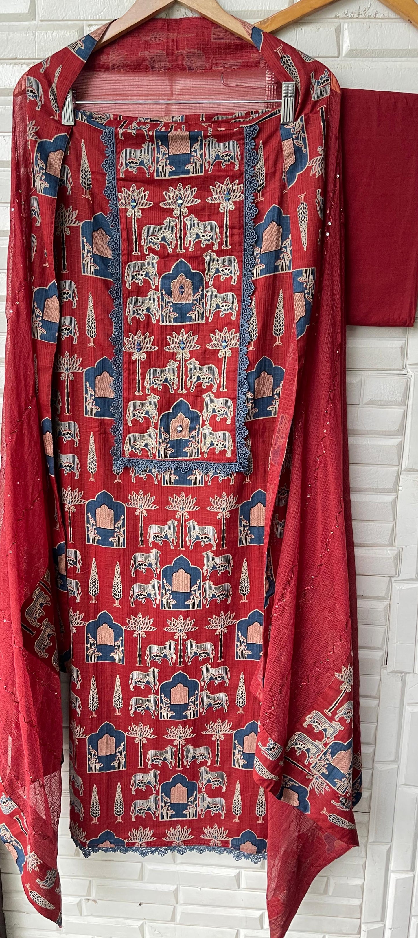 Self linen cotton unstitched ladies suit Rc17549 (a)