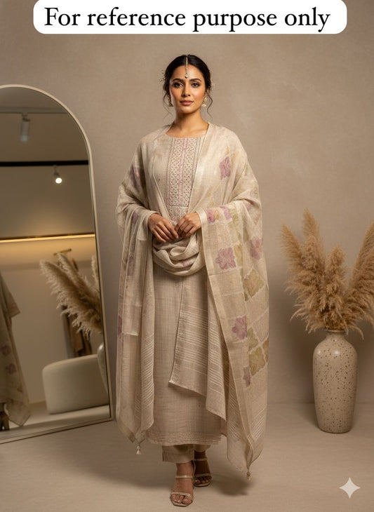 Soft linen unstitched ladies suit Rc18406