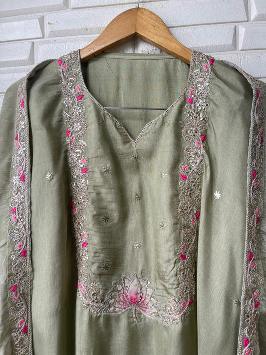 Shimmer silk unstitched ladies suit Rc17528