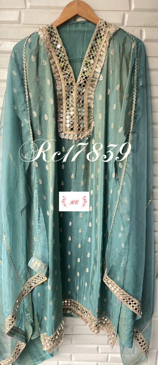 Banarasi shimmer silk unstitched ladies suit Rc17839