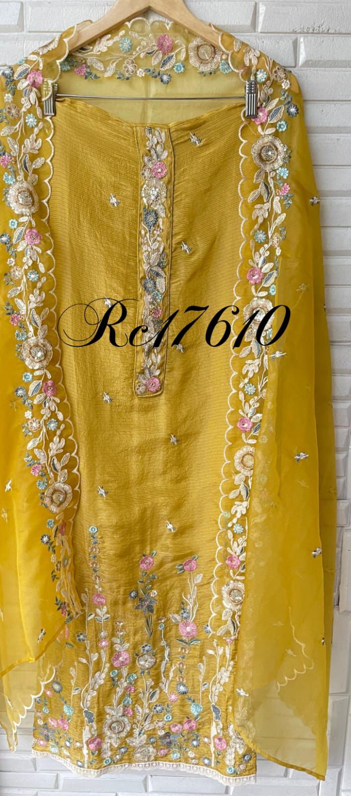 Self shimmer silk unstitched ladies suit Rc17610