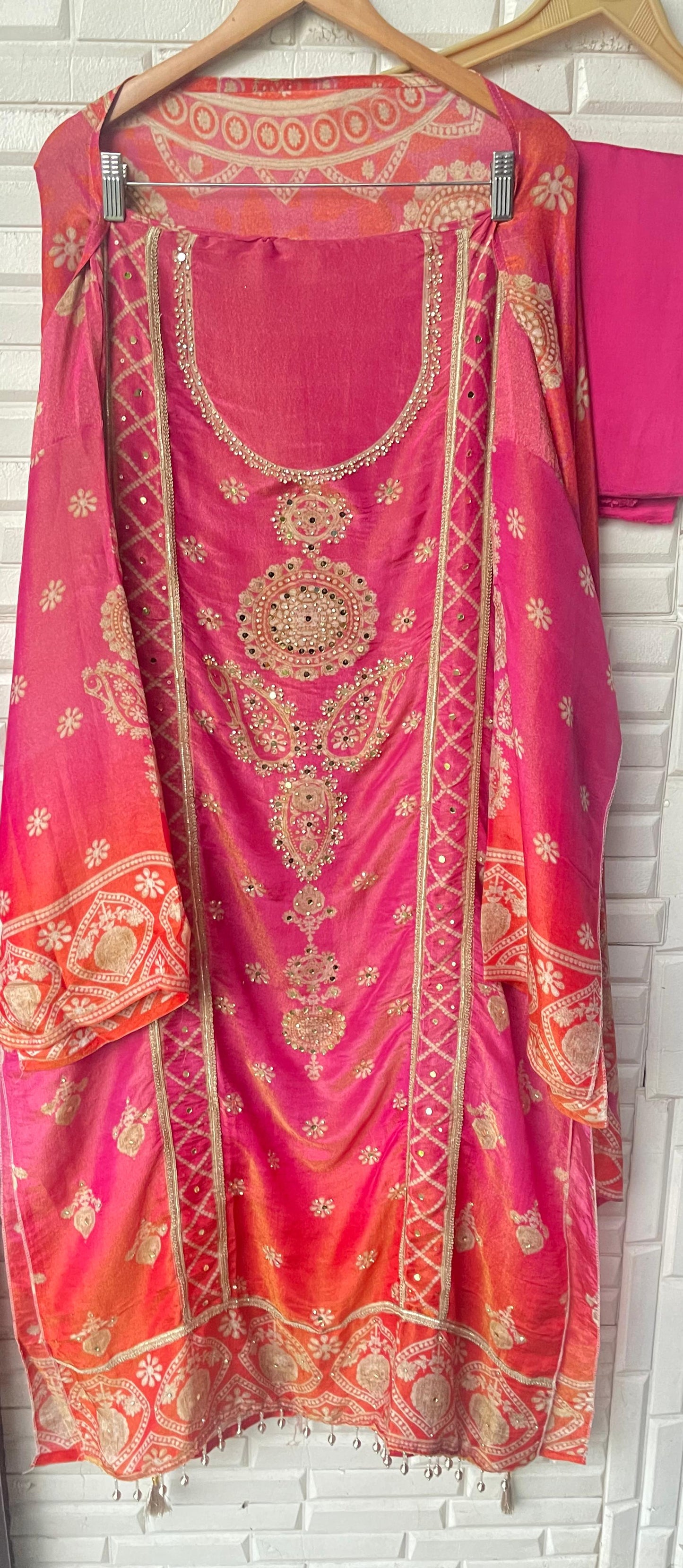 Shimmer silk unstitched ladies suit Rc17776