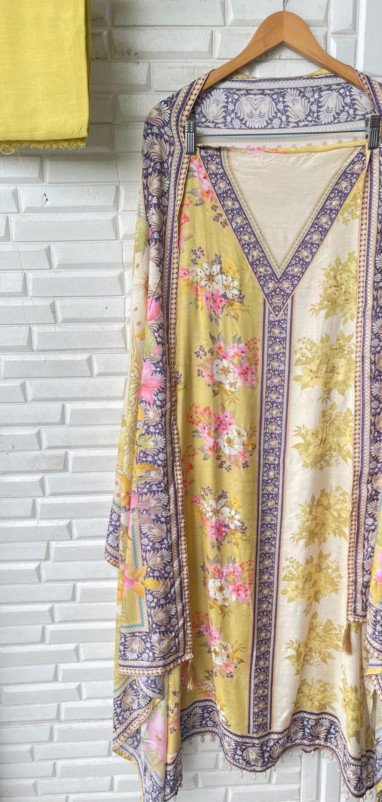 Muslin Printed Unstitched Ladies Suit Rc17247