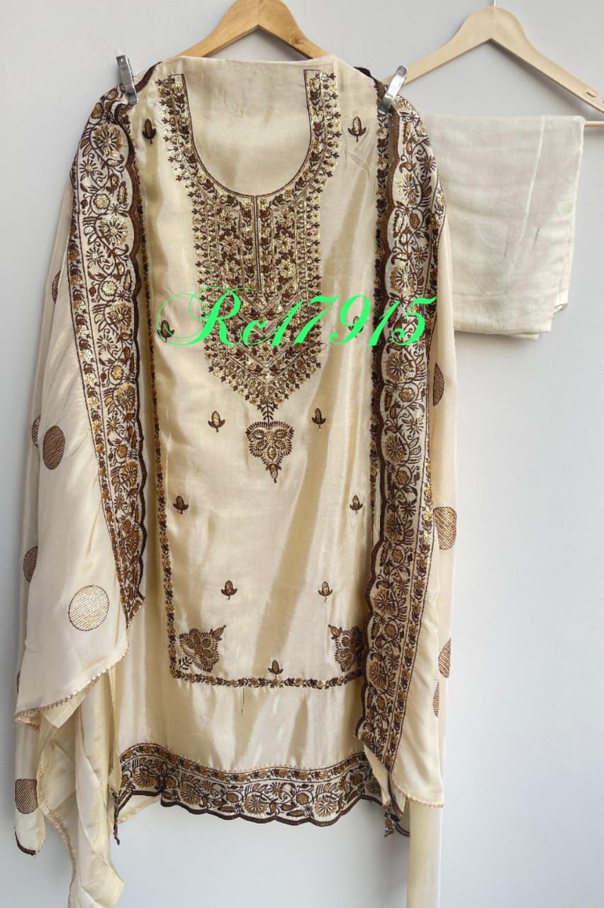 Shimmer silk unstitched ladies suit Rc17915