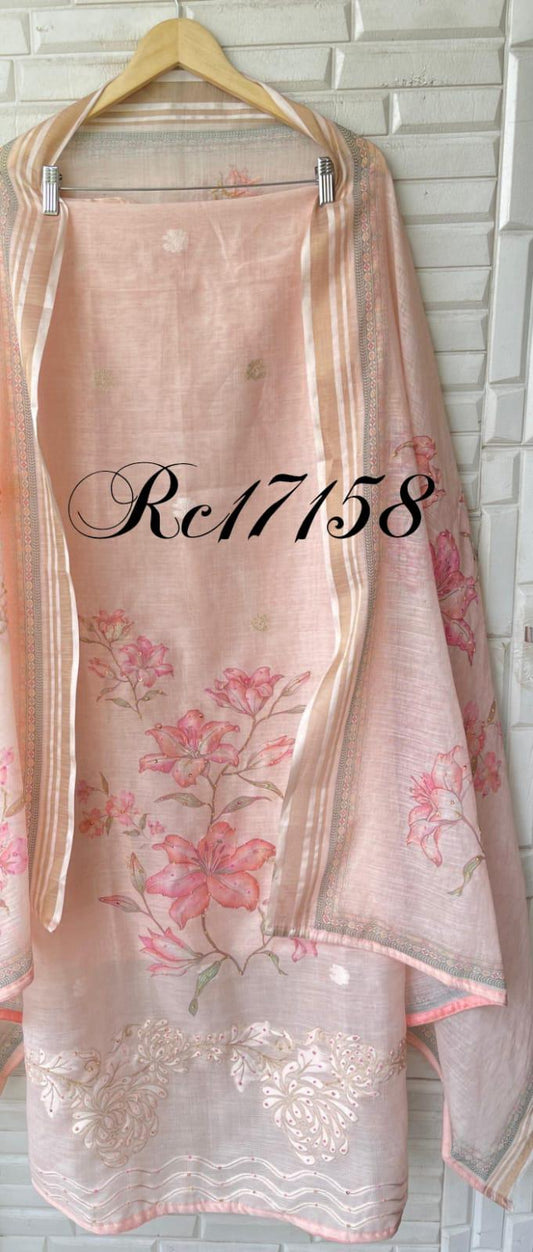 Linen kora unstitched ladies suit Rc17158