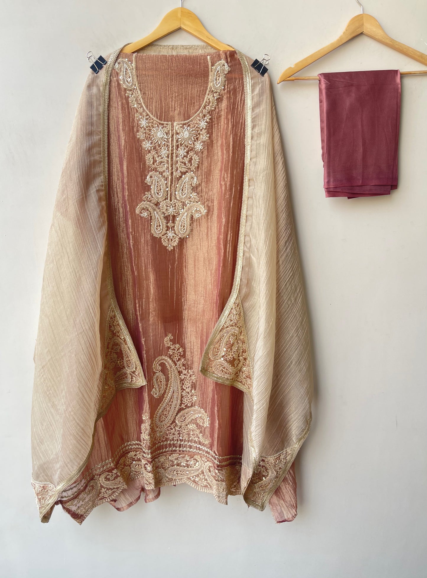Crushed shimmer tissue ladies unstitched suit Rc19317