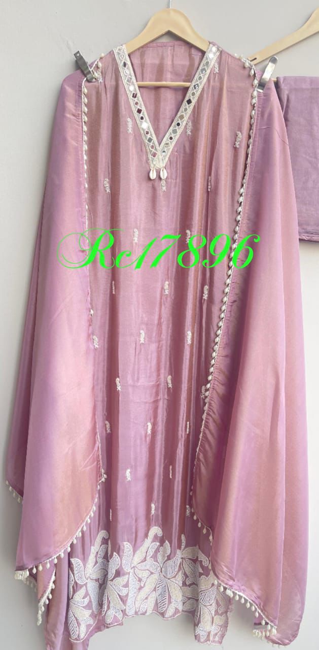 Shimmer silk unstitched ladies suit Rc17896
