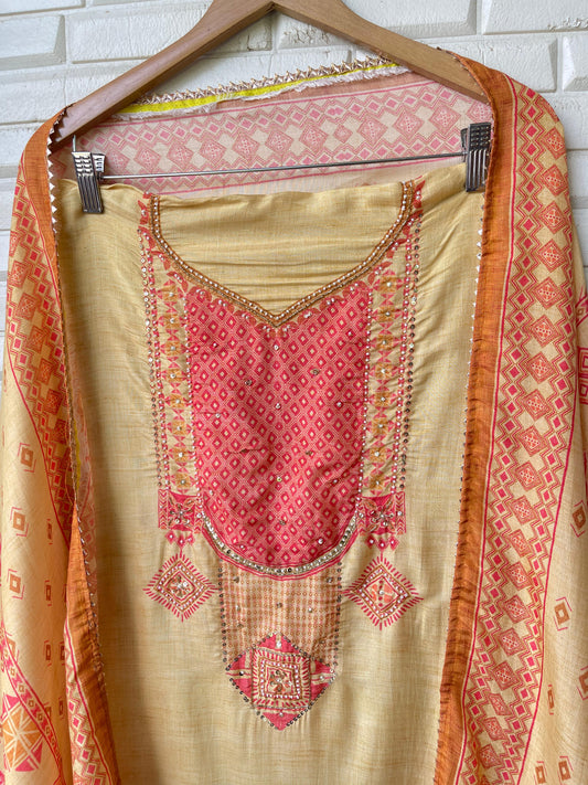 Muslin unstitched ladies suit Rc17324