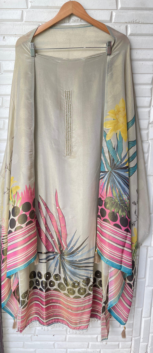 Shimmer silk unstitched ladies suit Rc17650