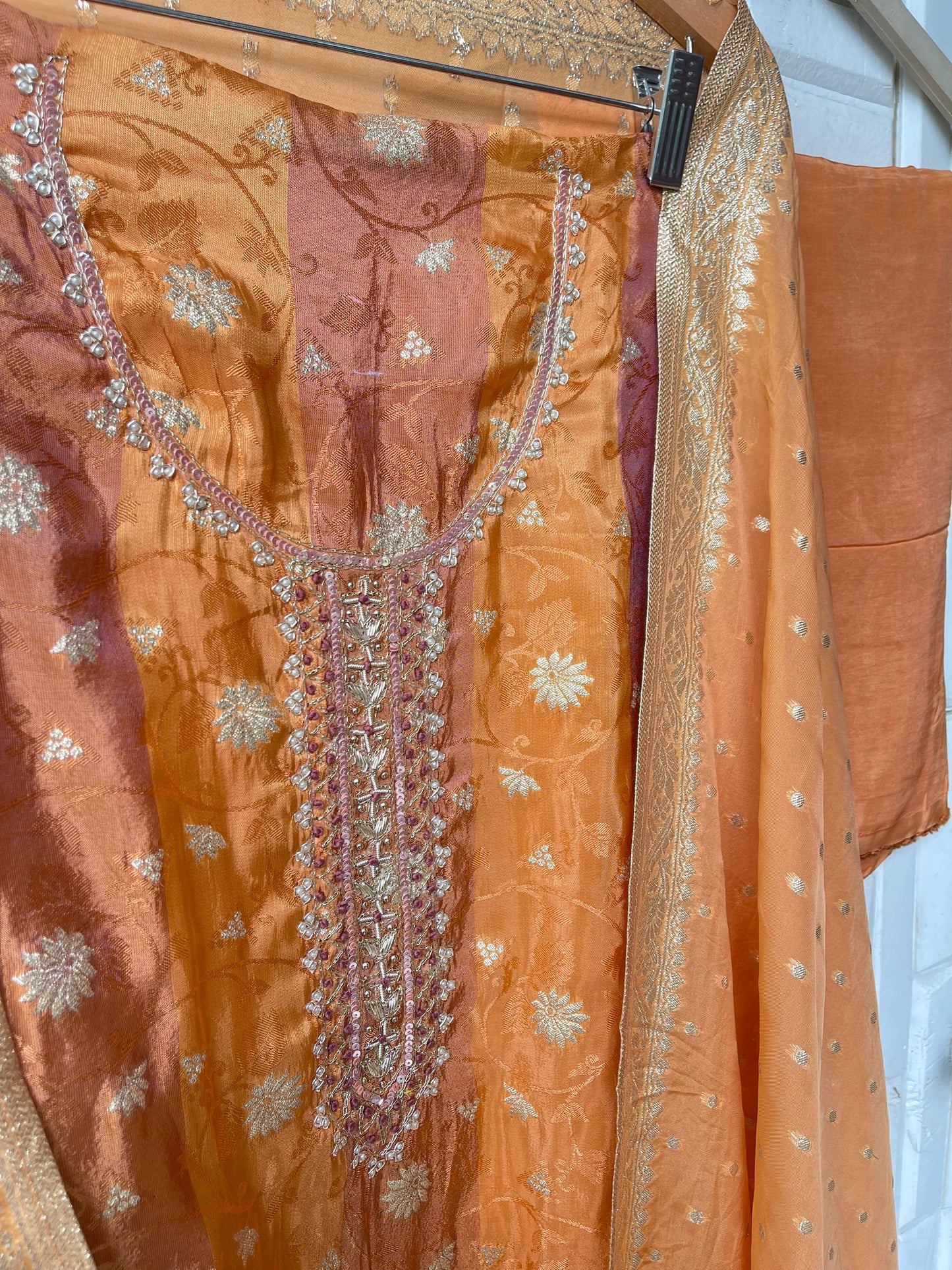 Self banarasi shimmer silk unstitched ladies suit Rc17768