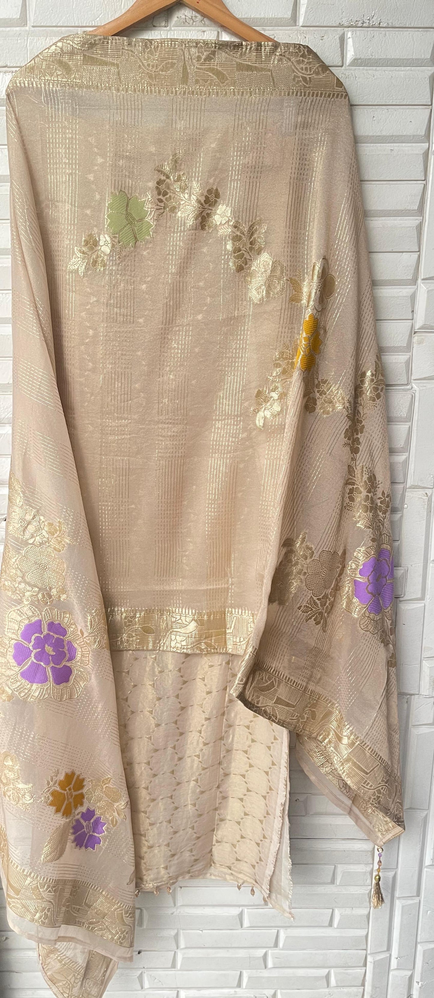 Banarasi shimmer silk unstitched ladies suit Rc17761 (a)