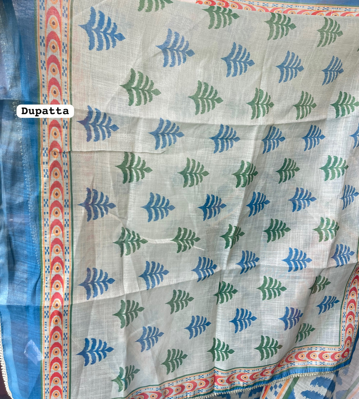 Shimmer Linen Printed Unstitched Designer Suit Set