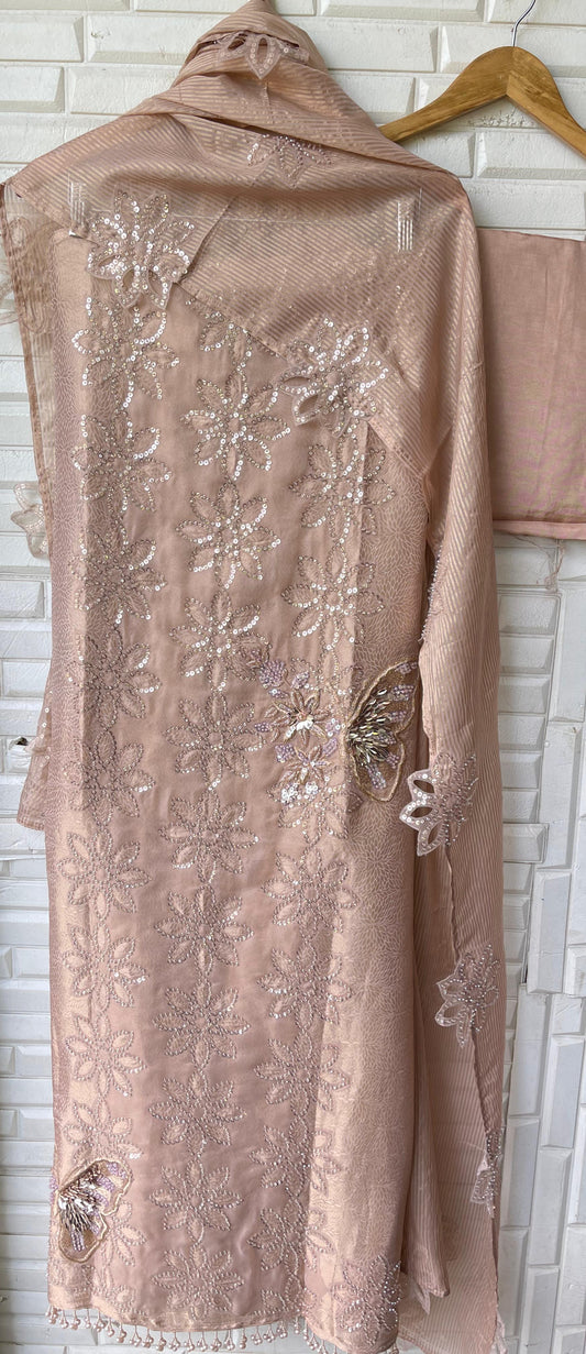 Pure brocade self banarasi shimmer silk unstitched ladies suit Rc17747 (b)