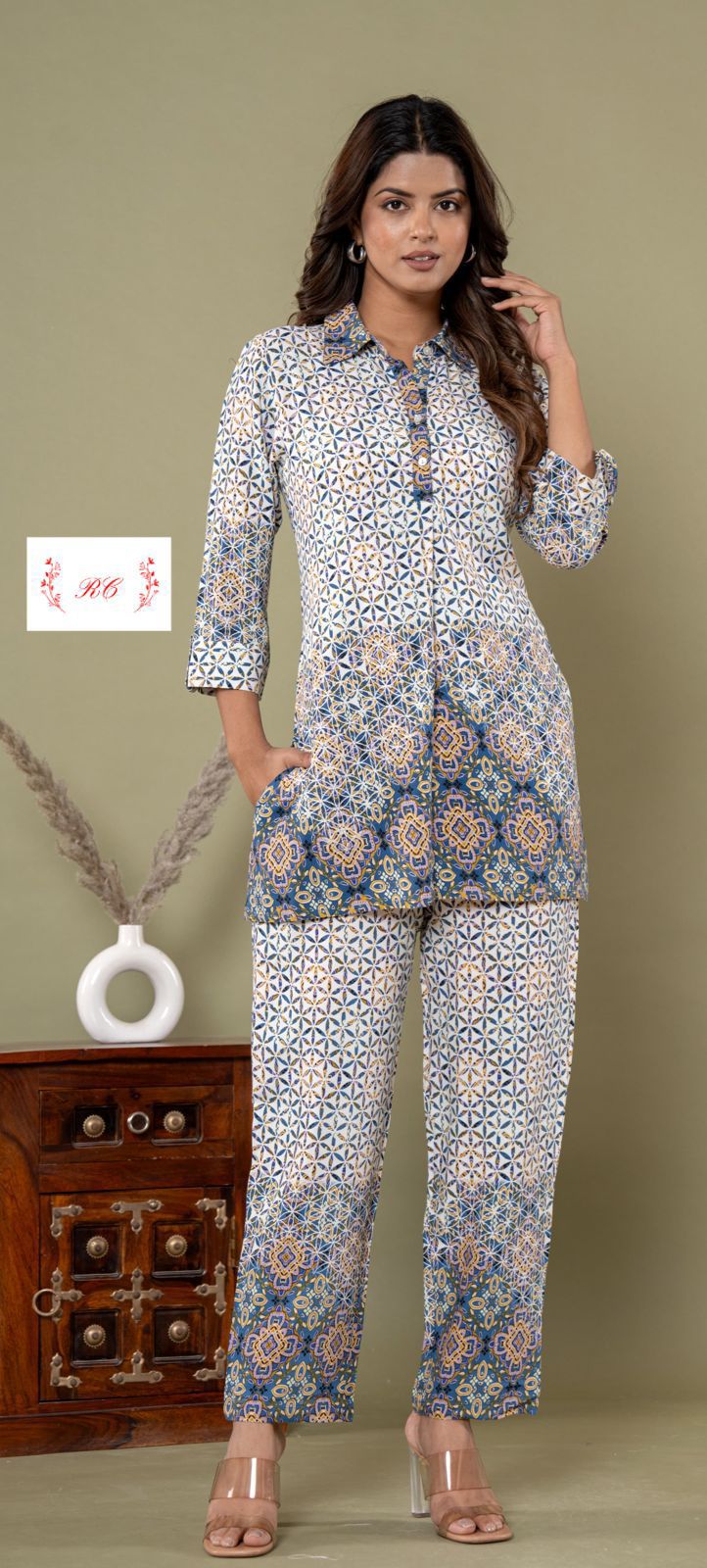 Ladies readymade muslin coord set Rc14799