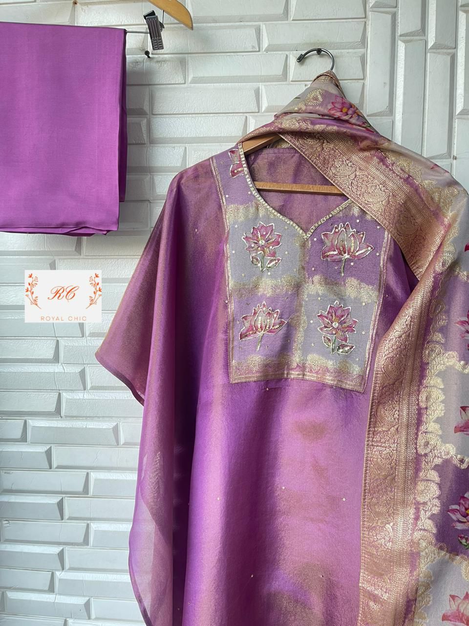 Pure Shimmer Silk Unstitched Ladies Suit Rc 12686
