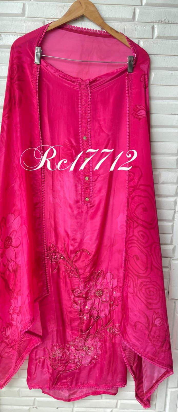 Crepe satin unstitched ladies suit Rc17712 (a)