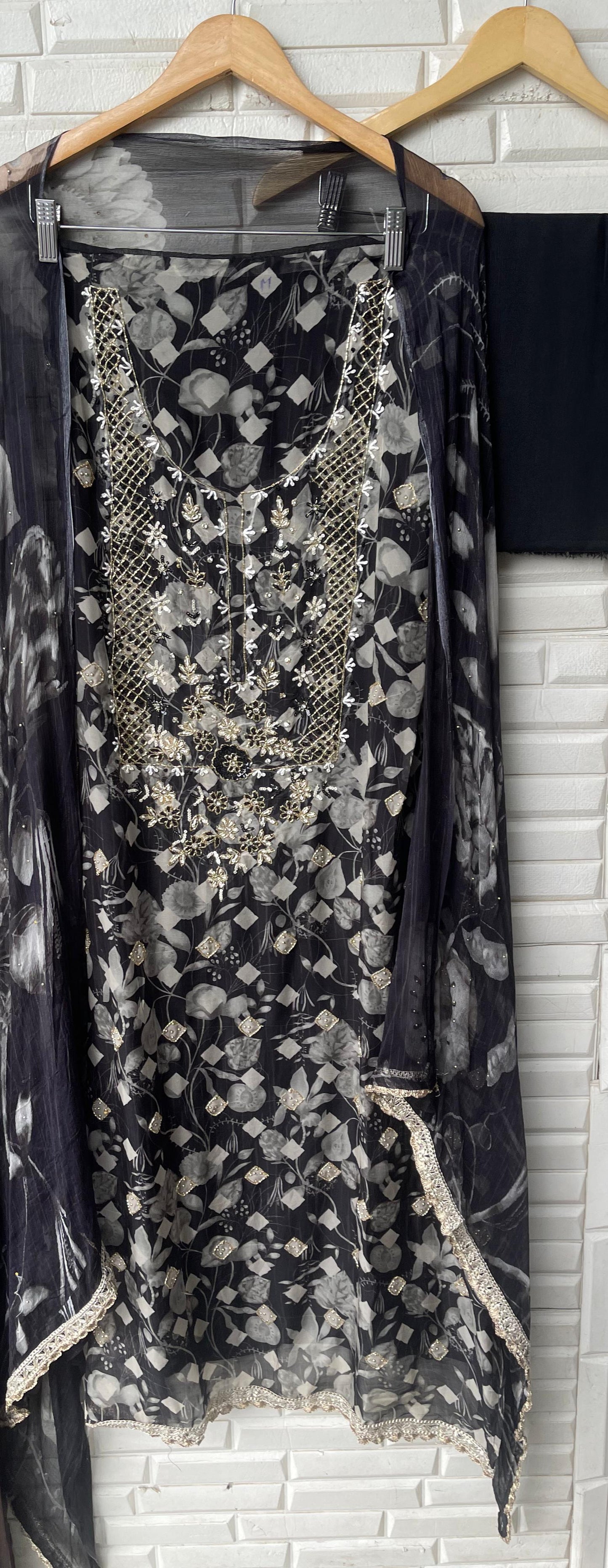 Organza unstitched ladies suit (b)