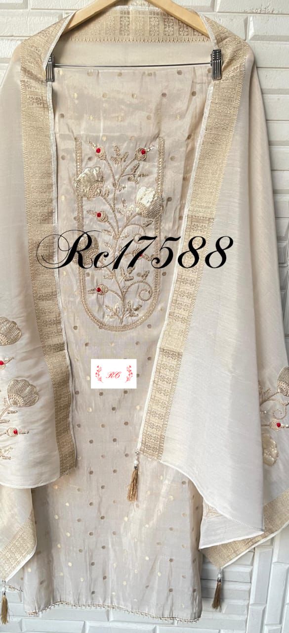 Shimmer silk unstitched ladies suit Rc17588