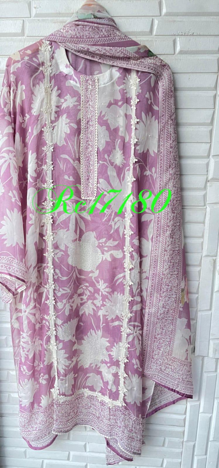 Organza unstitched ladies suit Rc17180