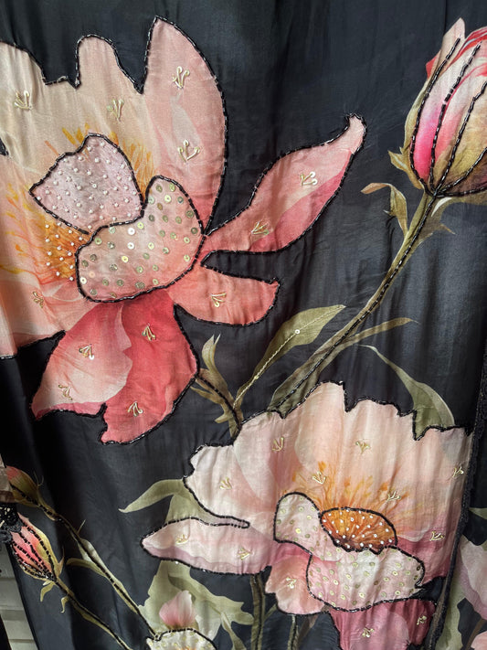 Pure crepe satin unstitched ladies suit Rc17715