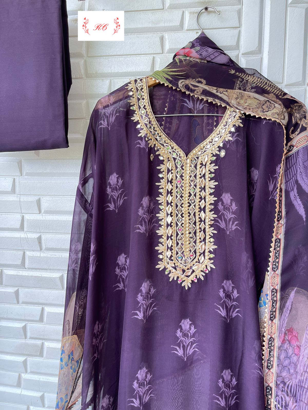 Organza unstitched ladies suit Rc15161