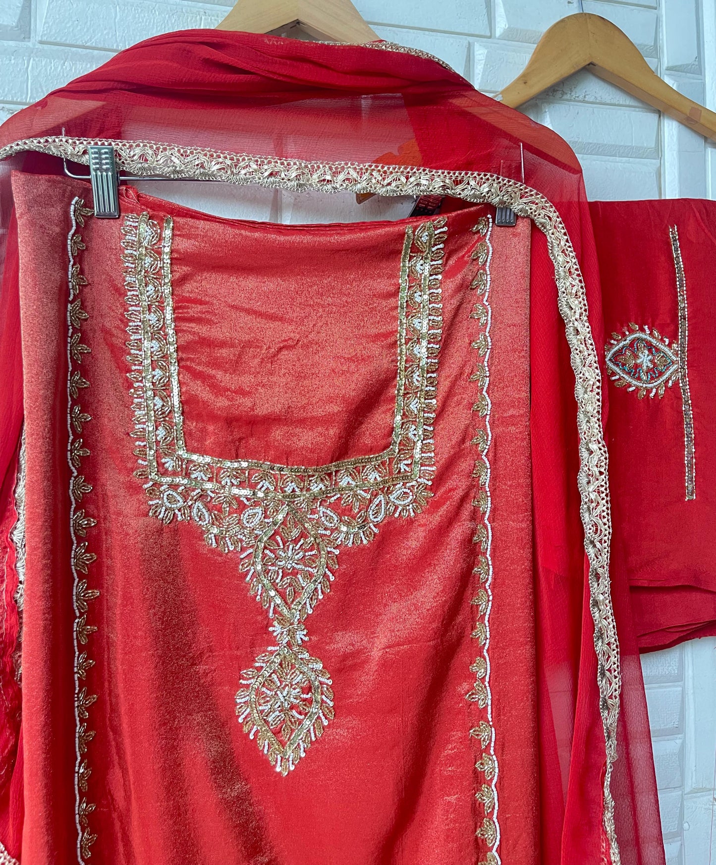 Shimmer silk unstitched ladies suit Rc17672