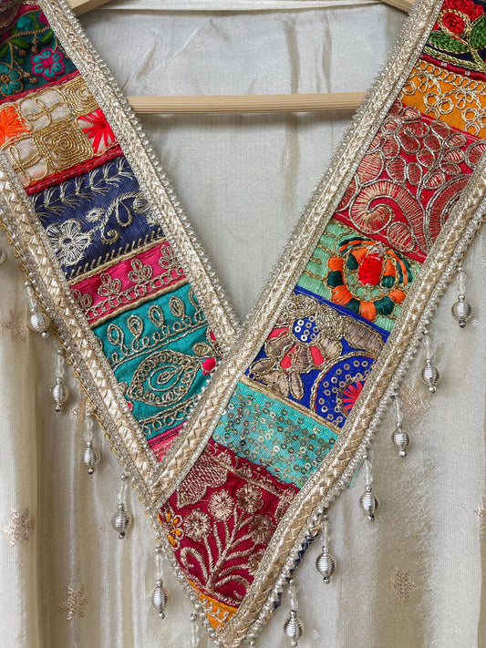 Shimmer silk semi stitched ladies suit Rc17569