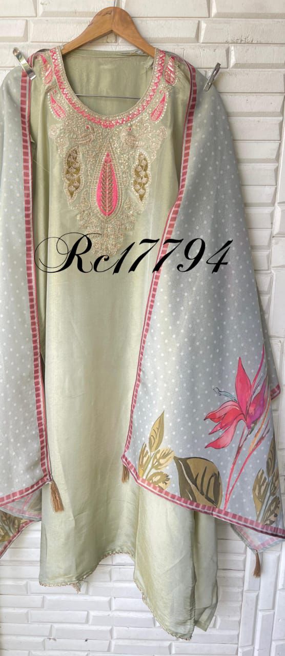 Shimmer silk unstitched ladies suit Rc17794