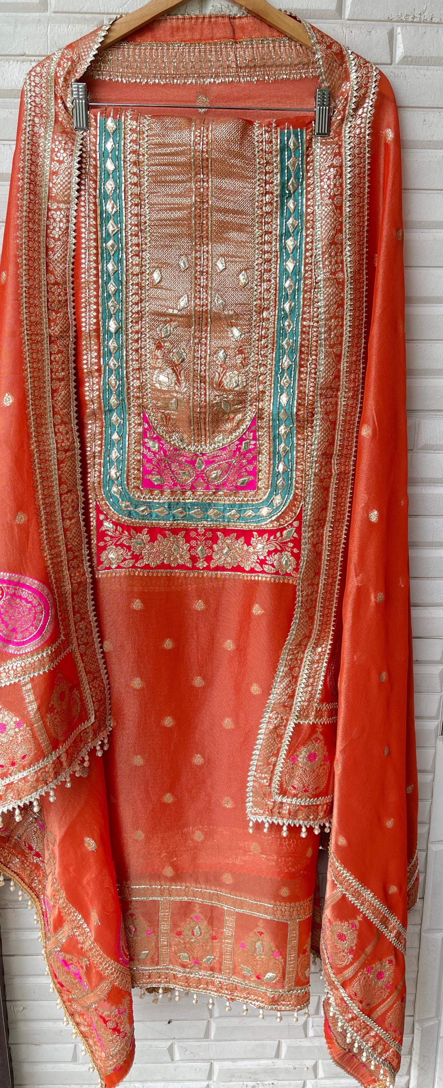 Banarasi shimmer silk unstitched ladies suit Rc17668 (c)