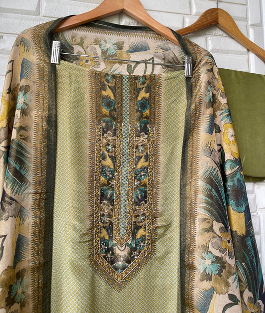 Self shimmer silk unstitched ladies suit Rc17653